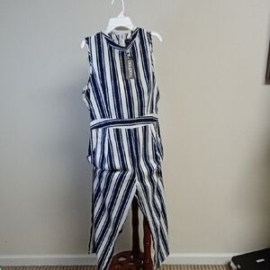 Striped Navy and White Jumpsuit